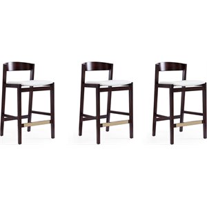 Manhattan Comfort Klismos 26.5&quot Faux Leather Counter Stool in Ivory (Set of 3)