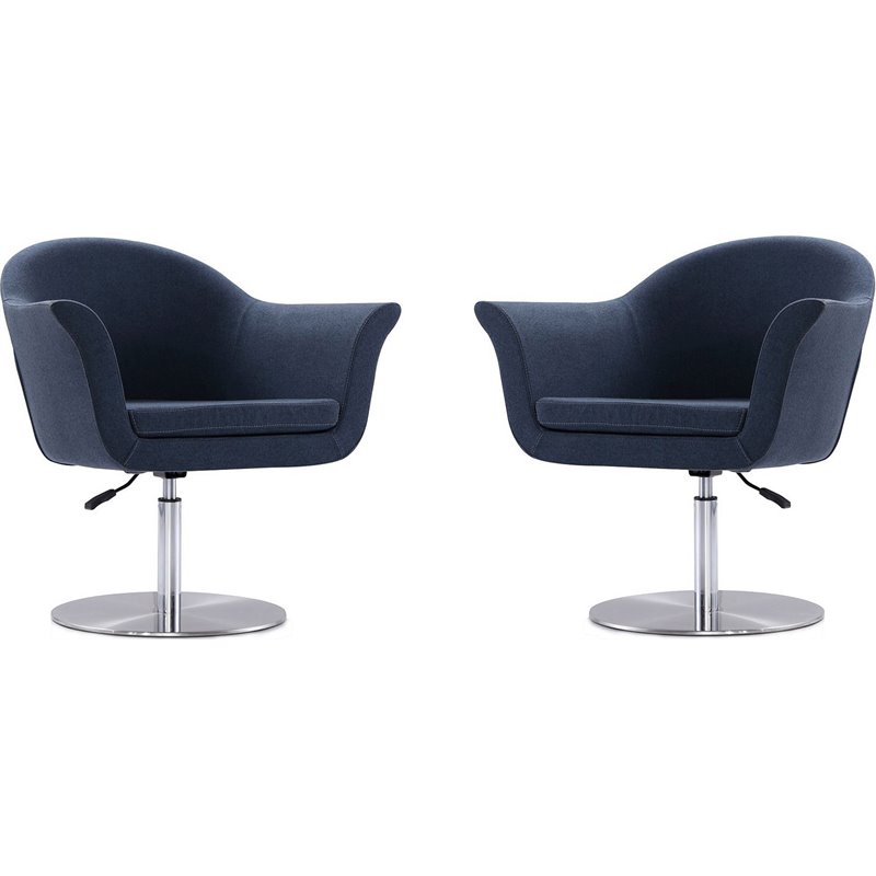 Manhattan Comfort Voyager Fabric Accent Chair in Smokey Blue (Set of 2)