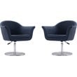 Manhattan Comfort Voyager Fabric Accent Chair in Smokey Blue (Set of 2)