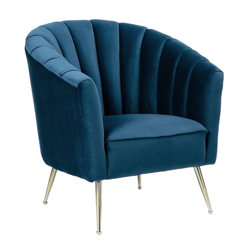 Manhattan Comfort Rosemont Velvet Accent Chair in Blue (Set of 2)