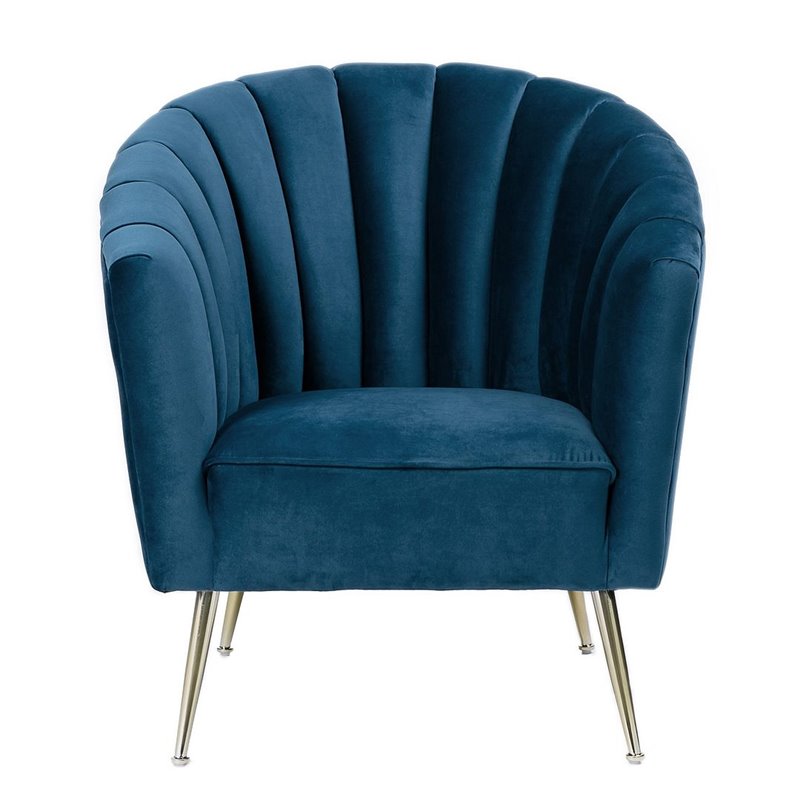 Manhattan Comfort Rosemont Velvet Accent Chair in Blue (Set of 2)