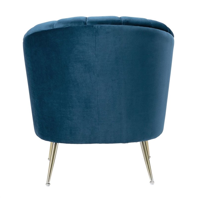 Manhattan Comfort Rosemont Velvet Accent Chair in Blue (Set of 2)