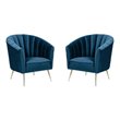 Manhattan Comfort Rosemont Velvet Accent Chair in Blue (Set of 2)