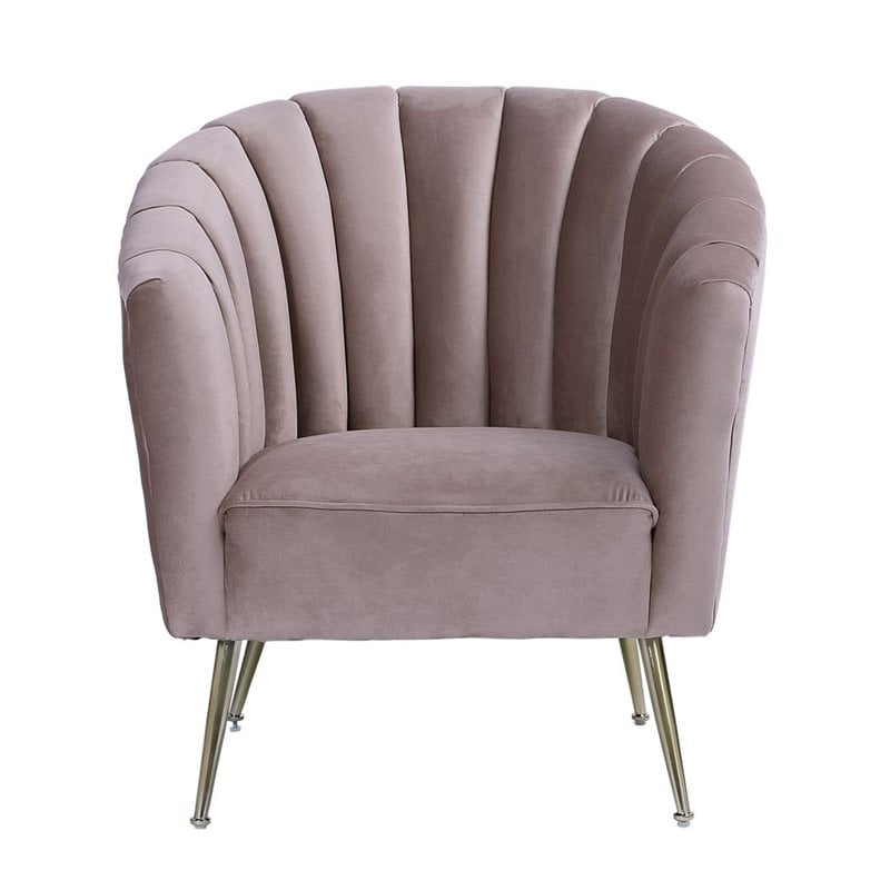 Manhattan Comfort Rosemont Velvet Accent Chair in Blush Pink (Set of 2)
