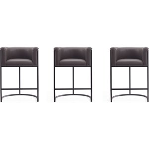 Manhattan Comfort Cosmopolitan 25.5&quot Faux Leather Counter Stool - Pebble (Set 3)