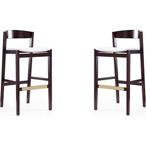 Manhattan Comfort Klismos 30.5&quot Faux Leather Barstool in Ivory (Set of 2)