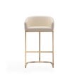 Maklaine Faux Leather Bar Stool Chair Set of 2 in Cream - Semi-circle Seat