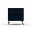 Manhattan Comfort Rockefeller 2-Drawer Wood Nightstand in Blue (Set of 2)
