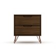 Manhattan Comfort Rockefeller 2-Drawer Wood Nightstand in Brown (Set of 2)