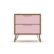 Manhattan Comfort Rockefeller 2-Drawer Wood Nightstand in Pink (Set of 2)