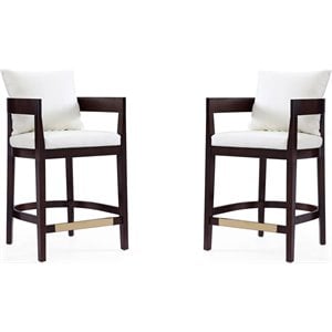 Manhattan Comfort Ritz 26.5&quot Faux Leather Counter Stool in Ivory (Set of 2)