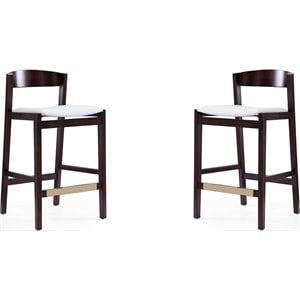 Manhattan Comfort Klismos 26.5&quot Faux Leather Counter Stool in Ivory (Set of 2)