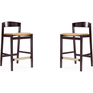 Manhattan Comfort Klismos 26.5&quot Faux Leather Counter Stool in Camel (Set of 2)