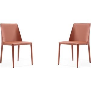 Manhattan Comfort Paris 17.32&quot Leather Dining Chair in Clay Pink (Set of 4)