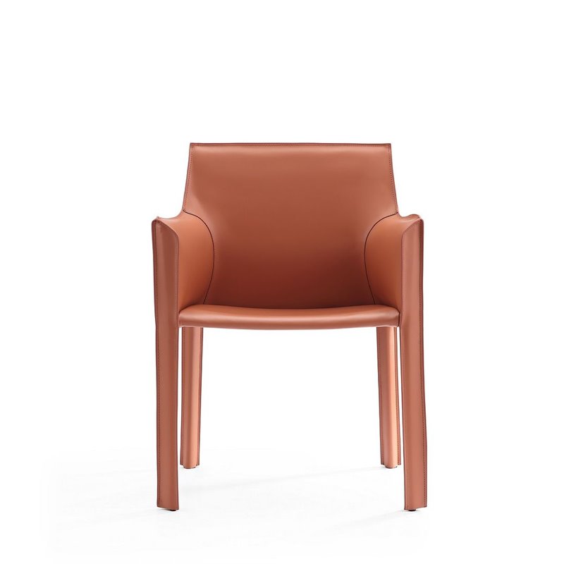 Manhattan Comfort Vogue Faux Leather Armchair in Clay Pink (Set of 2)