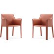 Manhattan Comfort Vogue Faux Leather Armchair in Clay Pink (Set of 2)