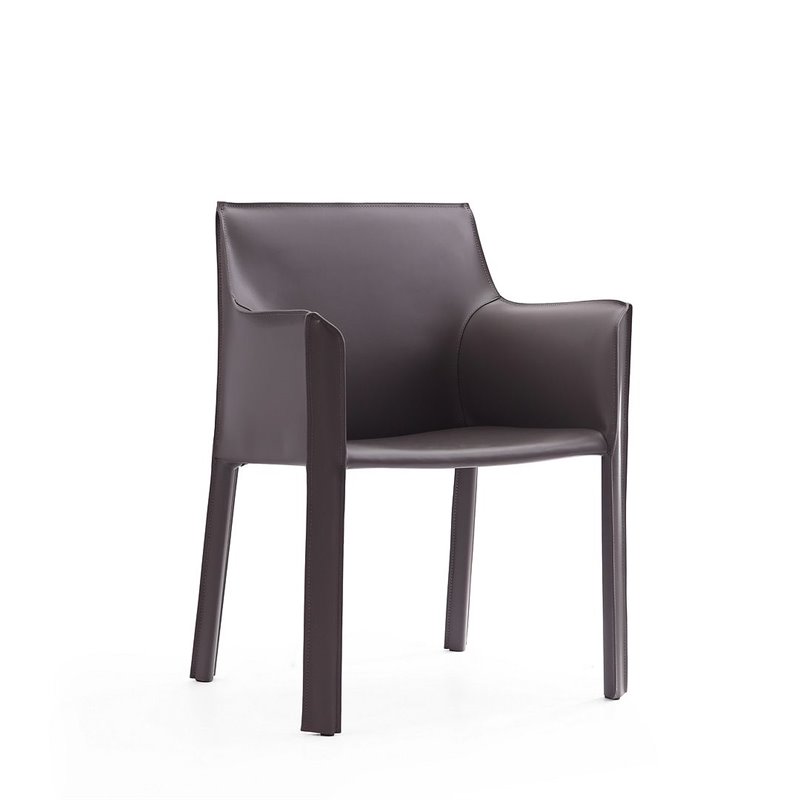 Manhattan Comfort Vogue Faux Leather Armchair in Gray (Set of 2)