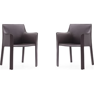 Manhattan Comfort Vogue Faux Leather Armchair in Gray (Set of 2)
