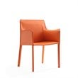Manhattan Comfort Paris Saddle Leather Arm Chair in Coral Orange (Set of 2)