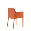 Manhattan Comfort Paris Saddle Leather Arm Chair in Coral Orange (Set of 2)
