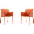 Manhattan Comfort Paris Saddle Leather Arm Chair in Coral Orange (Set of 2)