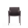 Manhattan Comfort Paris Saddle Leather Arm Chair in Gray (Set of 2)
