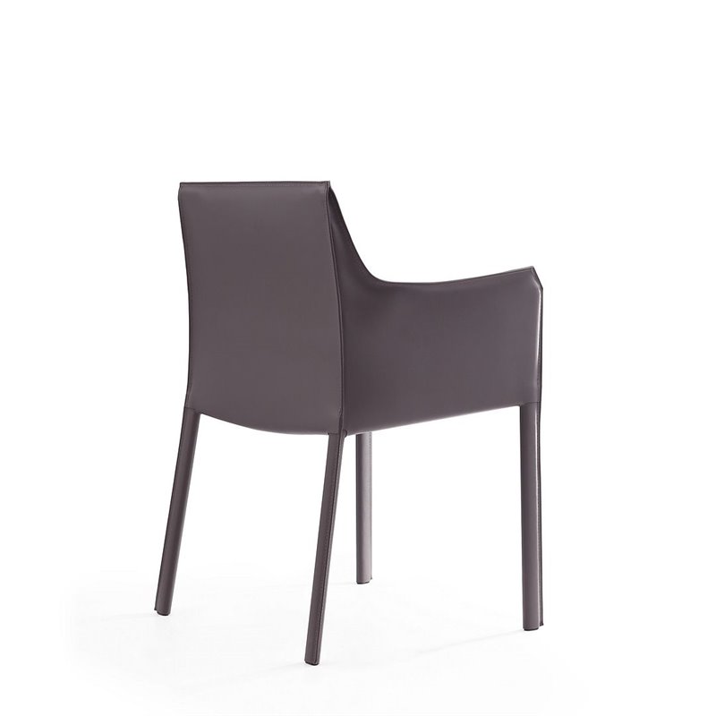 Manhattan Comfort Paris Saddle Leather Arm Chair in Gray (Set of 2)