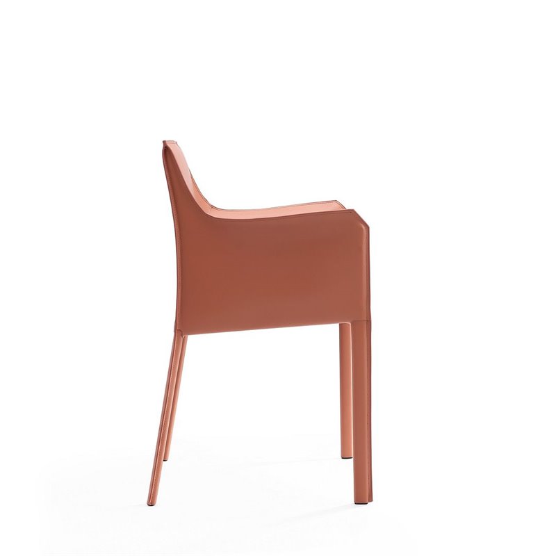 Manhattan Comfort Paris Saddle Leather Arm Chair in Clay Pink (Set of 2)