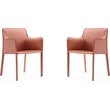 Manhattan Comfort Paris Saddle Leather Arm Chair in Clay Pink (Set of 2)