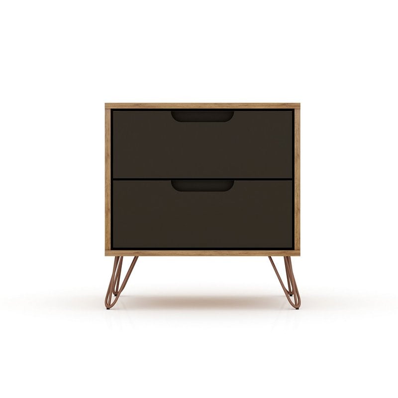 Manhattan Comfort Rockefeller 2-Drawer Wood Nightstand in Gray (Set of 2)