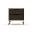 Manhattan Comfort Rockefeller 2-Drawer Wood Nightstand in Gray (Set of 2)