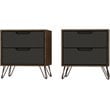 Manhattan Comfort Rockefeller 2-Drawer Wood Nightstand in Gray (Set of 2)