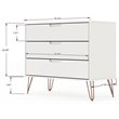 Manhattan Comfort Rockefeller 3-Drawer Wood Dresser in White (Set of 2)