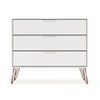 Manhattan Comfort Rockefeller 3-Drawer Wood Dresser in White (Set of 2)