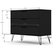 Manhattan Comfort Rockefeller 3-Drawer Wood Dresser in Black (Set of 2)