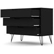Manhattan Comfort Rockefeller 3-Drawer Wood Dresser in Black (Set of 2)