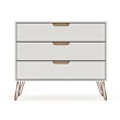 Manhattan Comfort Rockefeller 3-Drawer Wood Dresser Off White/Nature (Set of 2)