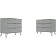 Manhattan Comfort Rockefeller 3-Drawer Wood Dresser in Off White (Set of 2)