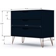 Manhattan Comfort Rockefeller 3-Drawer Wood Dresser in Blue (Set of 2)