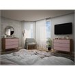 Manhattan Comfort Rockefeller 3-Drawer Wood Dresser in Pink/Natural (Set of 2)