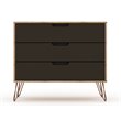 Manhattan Comfort Rockefeller 3-Drawer Wood Dresser in Gray/Natural (Set of 2)