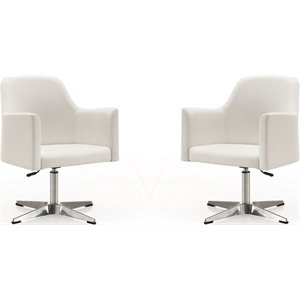 Manhattan Comfort Pelo Faux Leather Accent Chair in White (Set of 2)