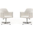 Manhattan Comfort Pelo Faux Leather Accent Chair in White (Set of 2)