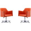 Manhattan Comfort Pelo Faux Leather Accent Chair in Orange (Set of 2)