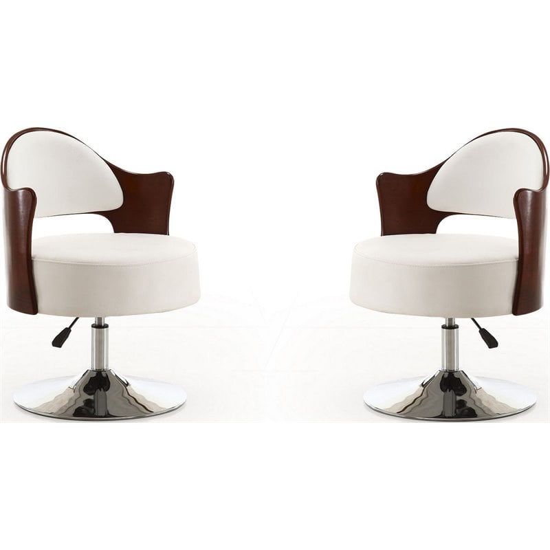 Manhattan Comfort Bopper Faux Leather Accent Chair in White (Set of 2)