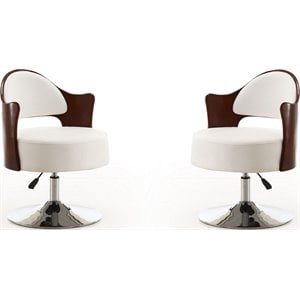 Manhattan Comfort Bopper Faux Leather Accent Chair in White (Set of 2)