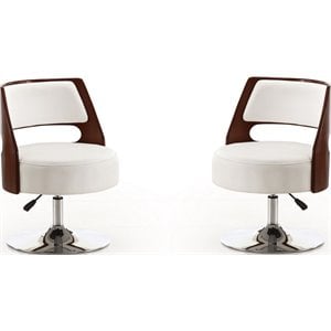 Manhattan Comfort Salon Faux Leather Accent Chair in White (Set of 2)
