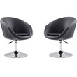 Manhattan Comfort Hopper Faux Leather Adjustable Accent Chair in Black (2 Pc)