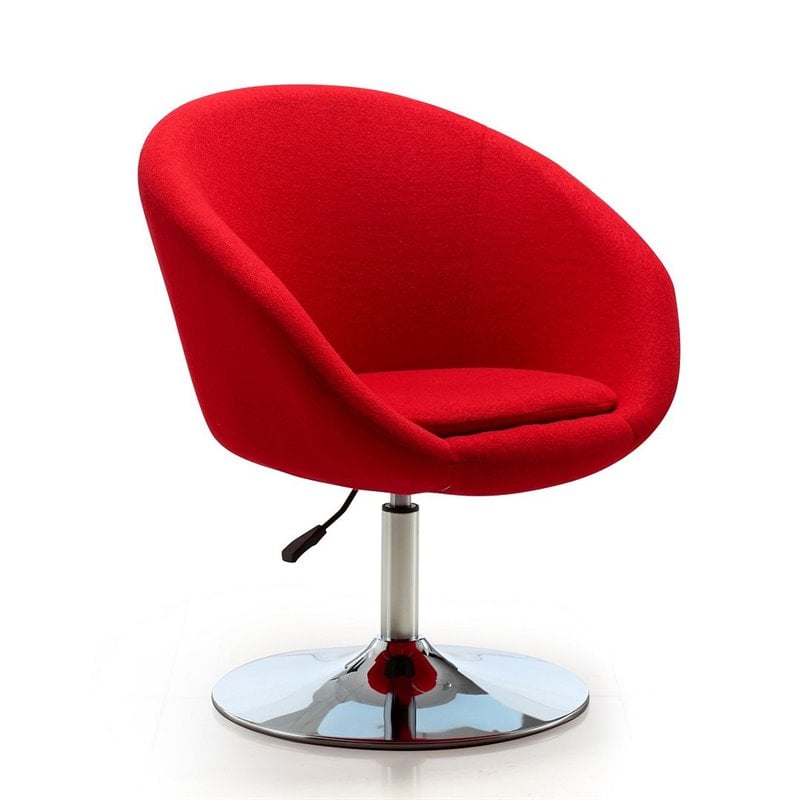 Manhattan Comfort Hopper Fabric Adjustable Height Accent Chair in Red (2 Pc)