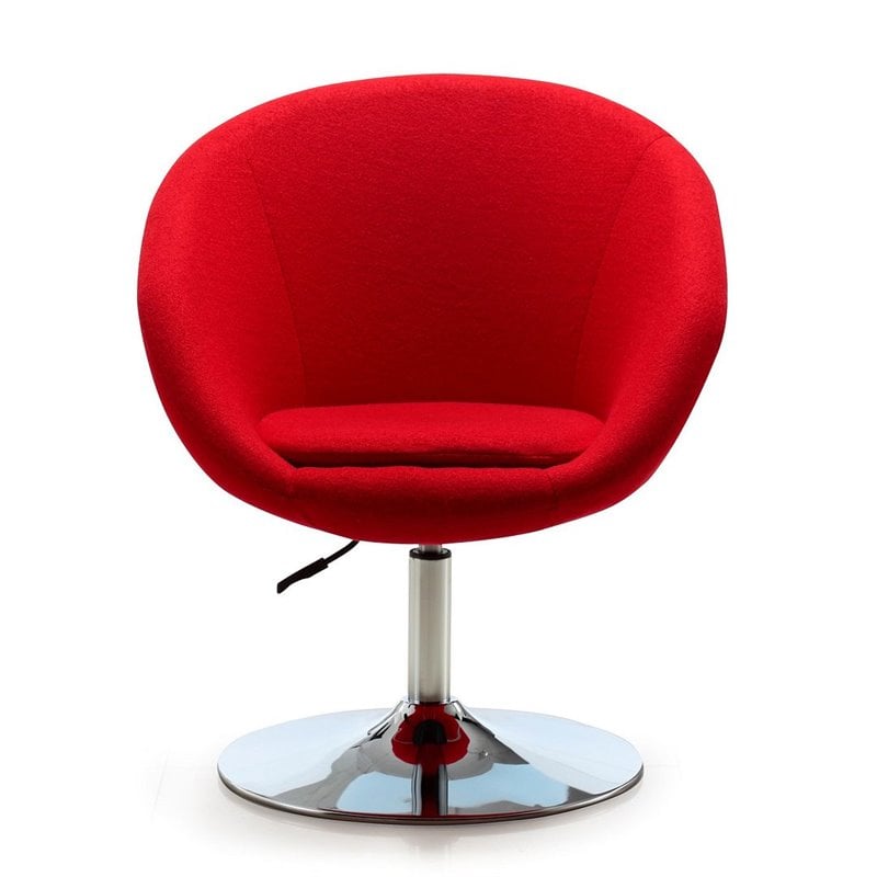 Manhattan Comfort Hopper Fabric Adjustable Height Accent Chair in Red (2 Pc)